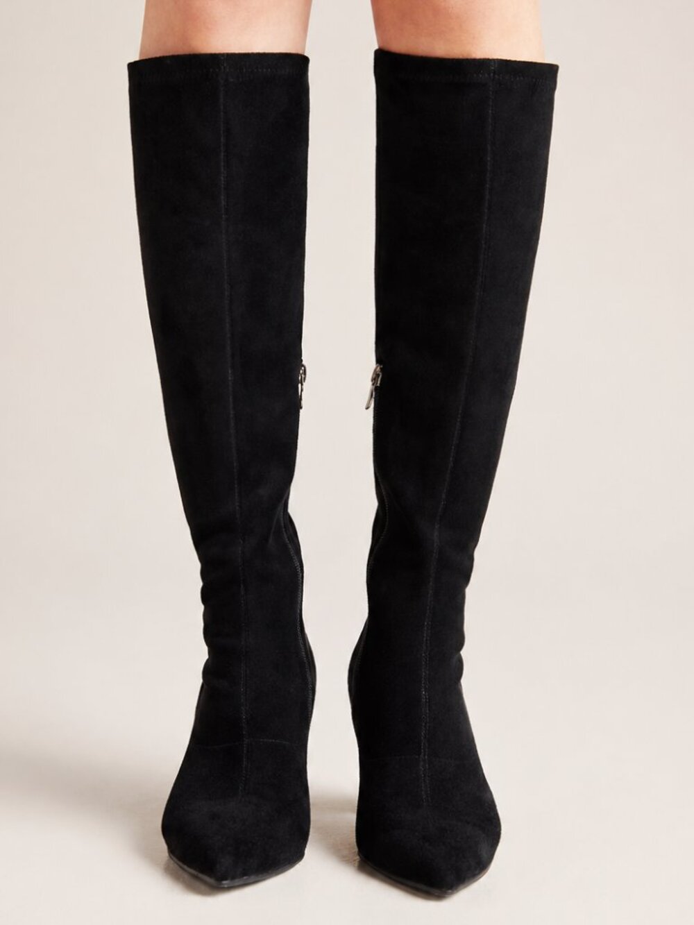 Anthropologie Silent D Komass Knee-High Boots Black Stretch US 7-7.5/EU 38 WIDE